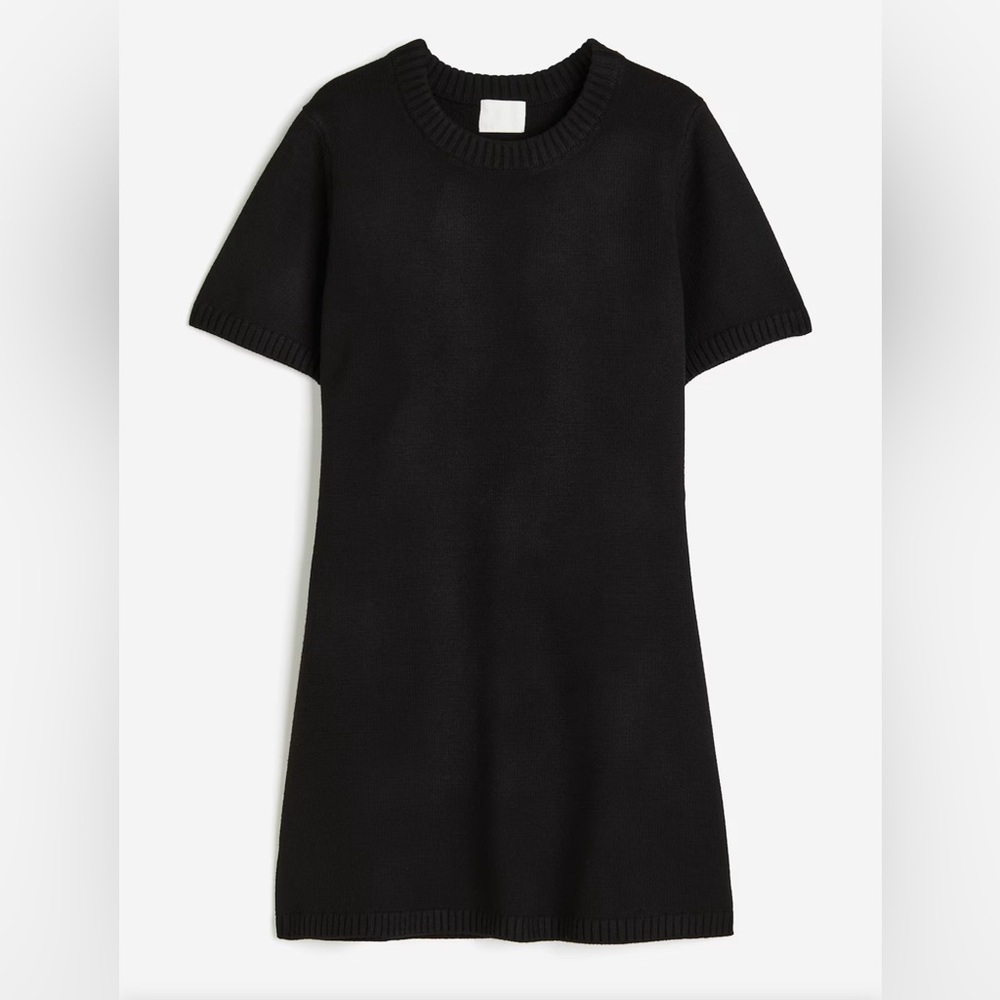 H&M Knitted Mini Dress Black Size Medium